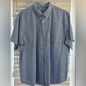 Joe Fresh Palm Tree Shirt XL – Blue Short Sleeve Button Down Summer Casual